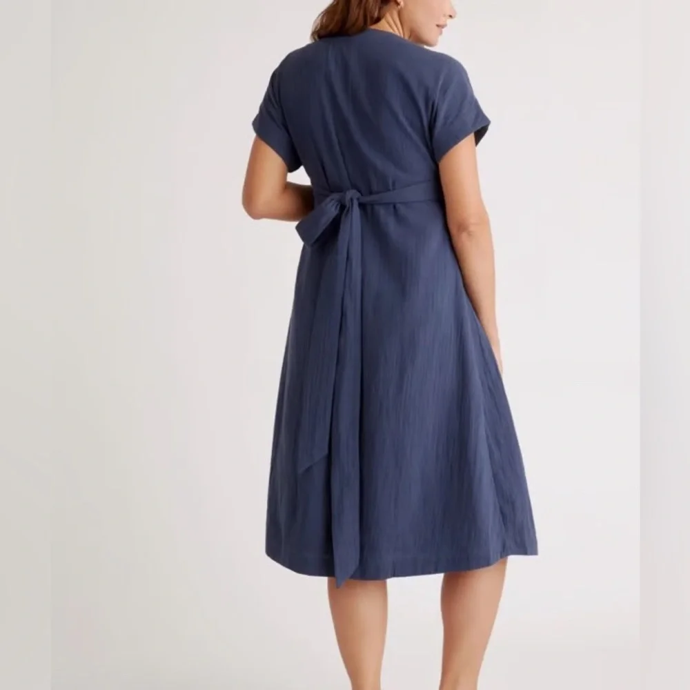 Quince Organic Cotton Gauze Maternity Midi Dress - Picture 3 of 7